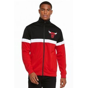 Chicago Bulls NBA Track Jacket Basketball Shoulder Spellout Strip Full Zip Sz S
